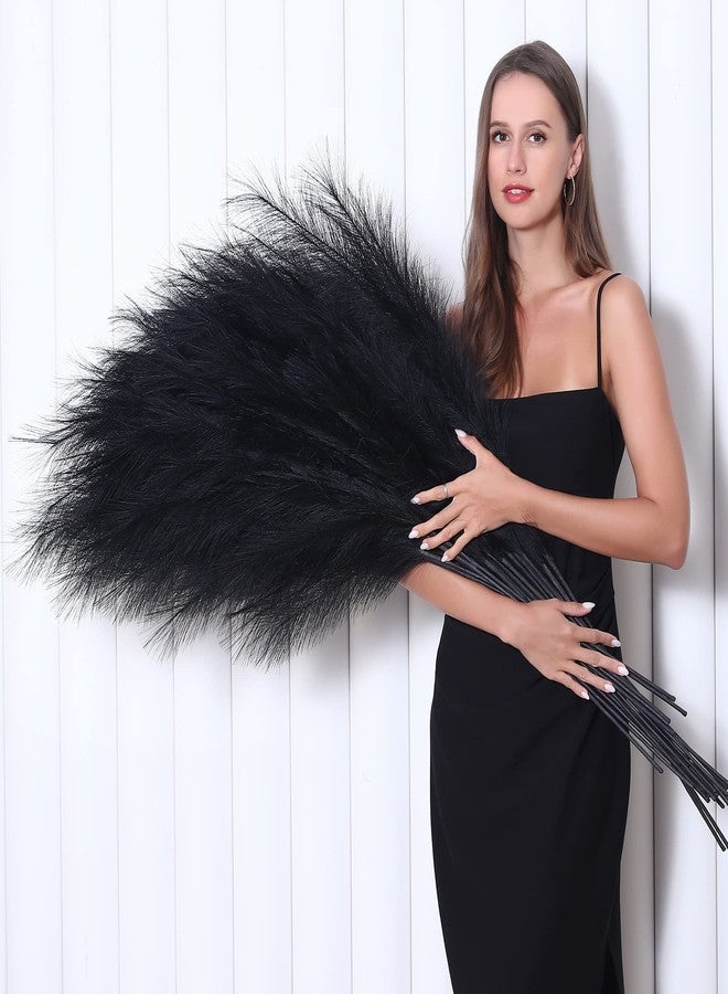 Wertuirk 8 Pcs 45 inch Tall Faux Pampas Grass Decor, Large Artificial Black Pompous Grass Bulk, Long Fake Pompas for Floor Vase Filler, Wedding, Baby Shower, Home and Boho Decor (Black) - Image 1